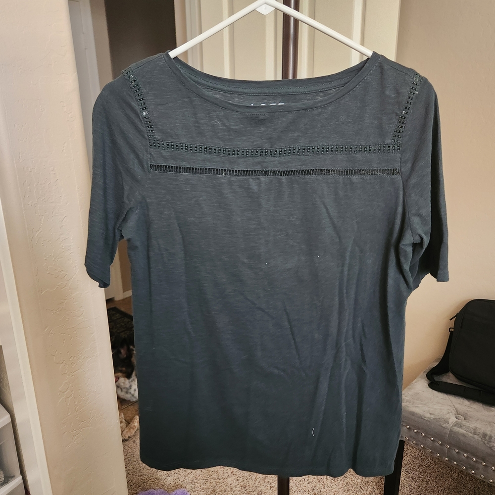 LOFT Dark Green Short Sleeve Top